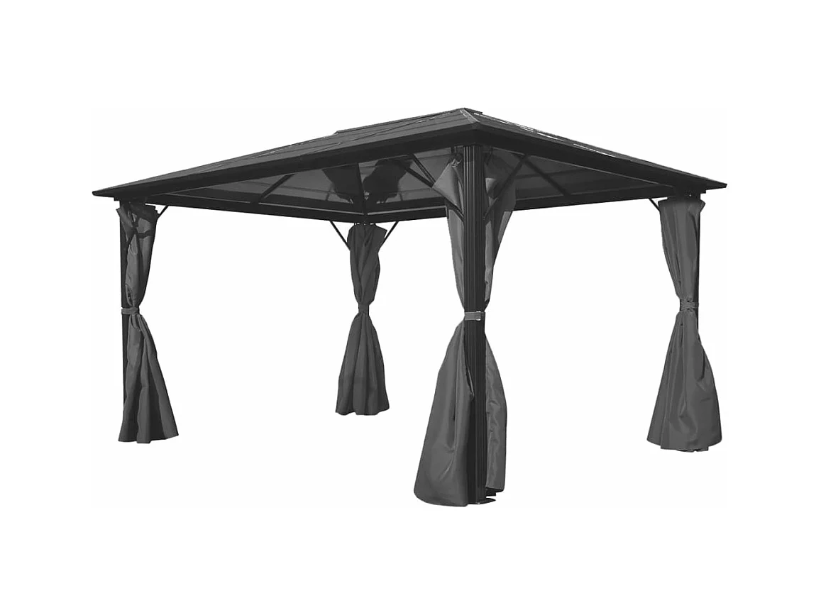 Pavillon mit Vorhängen Anthrazit Aluminium 400 x 300 cm