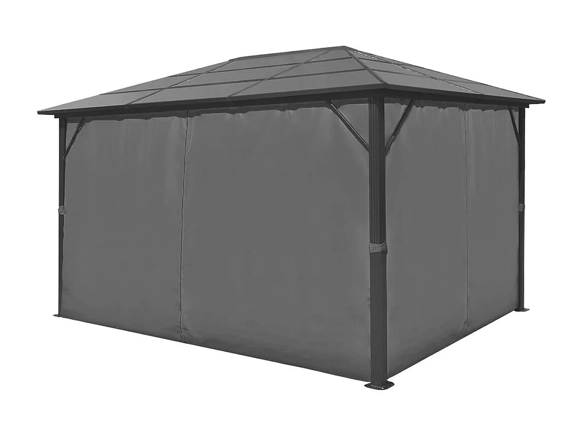 Gazebo con Tenda Antracite in Alluminio 400x300 cm