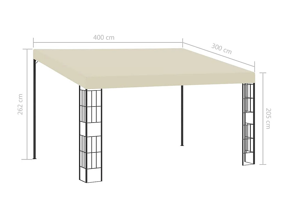 Wandpavillon 3 x 4 m, cremefarbener Stoff