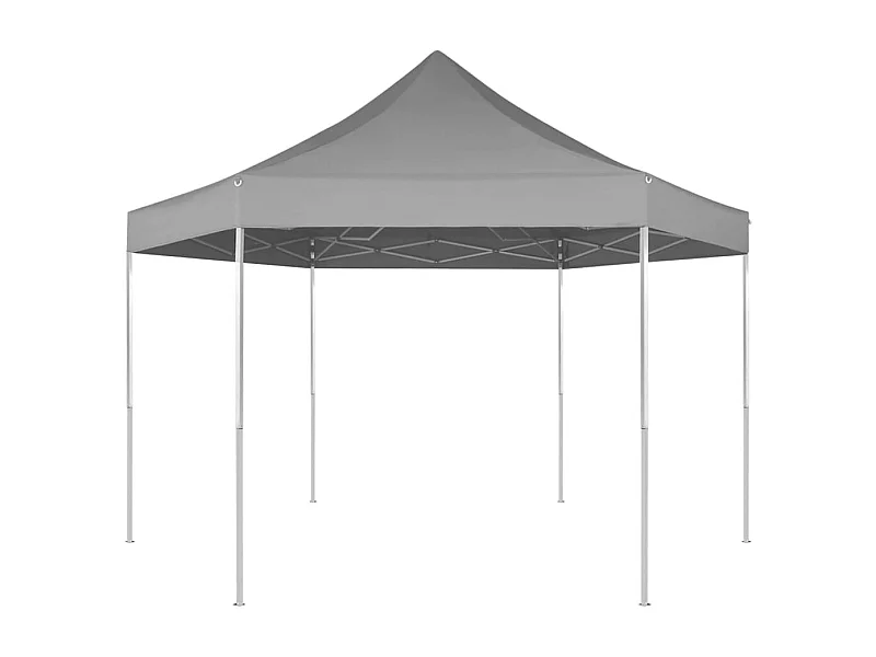 Partytent pop-up zeshoekig inklapbaar 3,6x3,1 m grijs