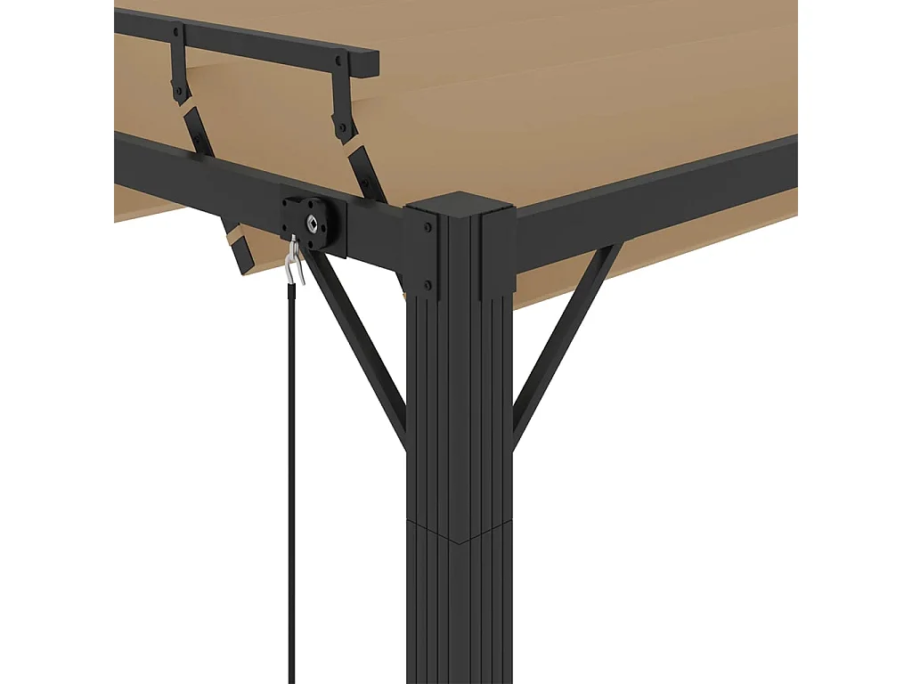 Gazebo con Tetto a Lamelle 3x4 m in Tessuto Tortora e Alluminio