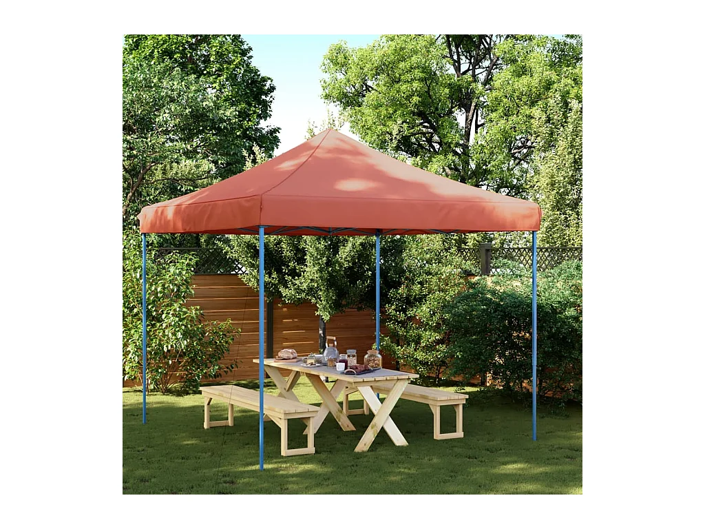 Tente réception pliable escamotable terre cuite 292x292x315 cm