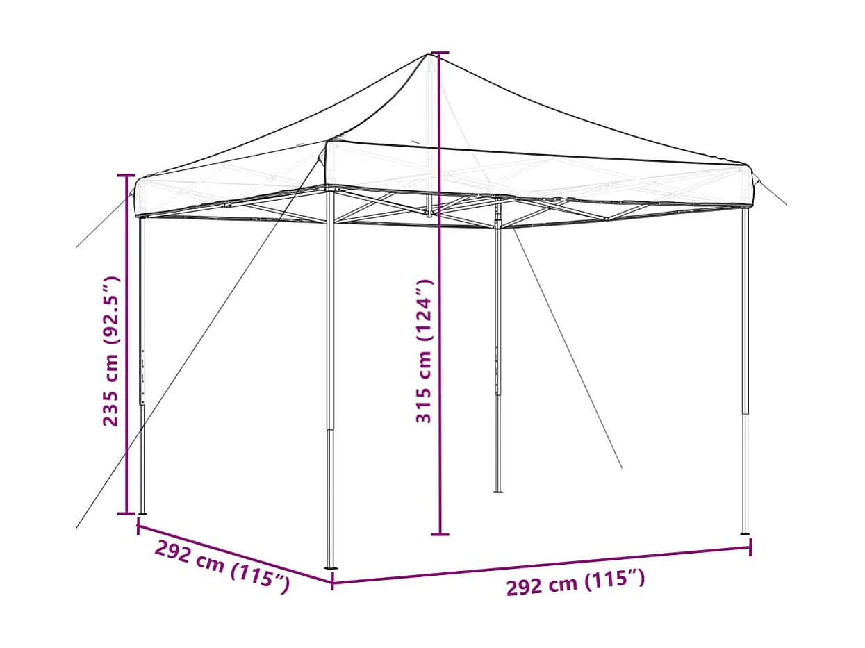 Tente réception pliable escamotable terre cuite 292x292x315 cm