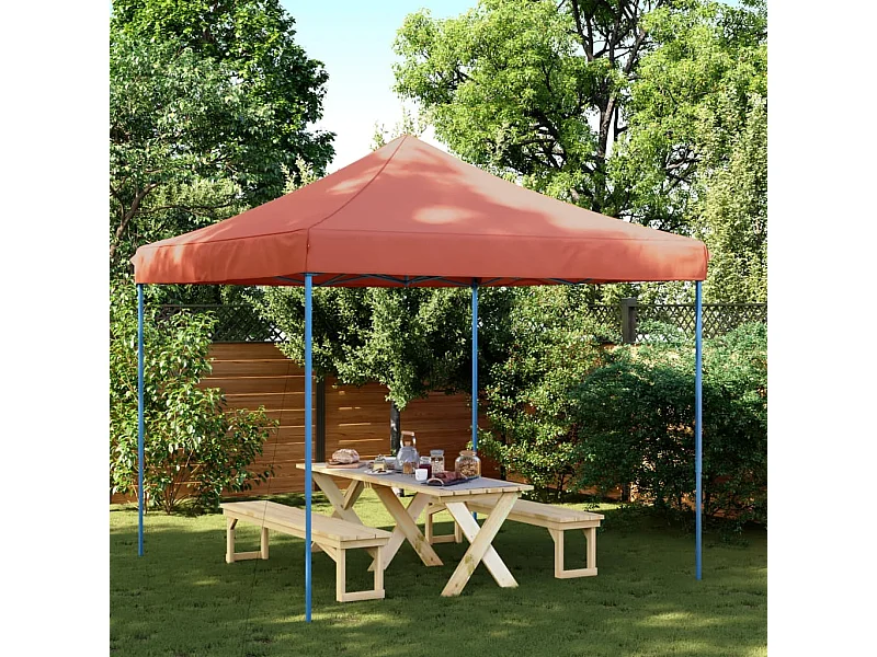 Tente réception pliable escamotable terre cuite 292x292x315 cm