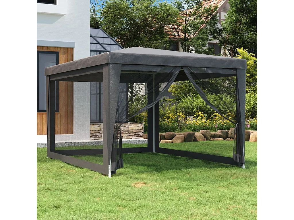 Tenda per Feste con 4 Pareti in Rete Antracite 3x4 m in HDPE