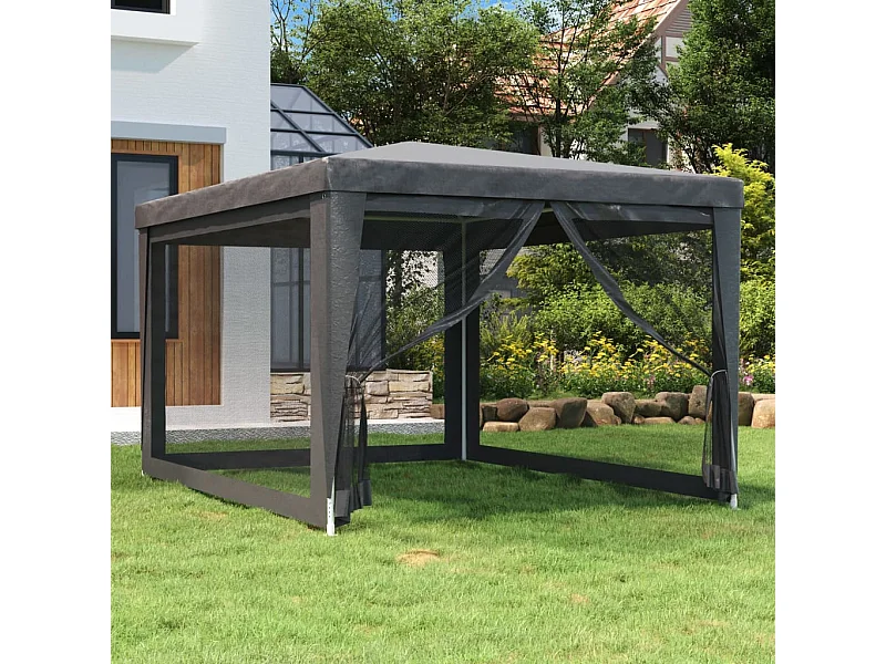 Tenda per Feste con 4 Pareti in Rete Antracite 3x4 m in HDPE