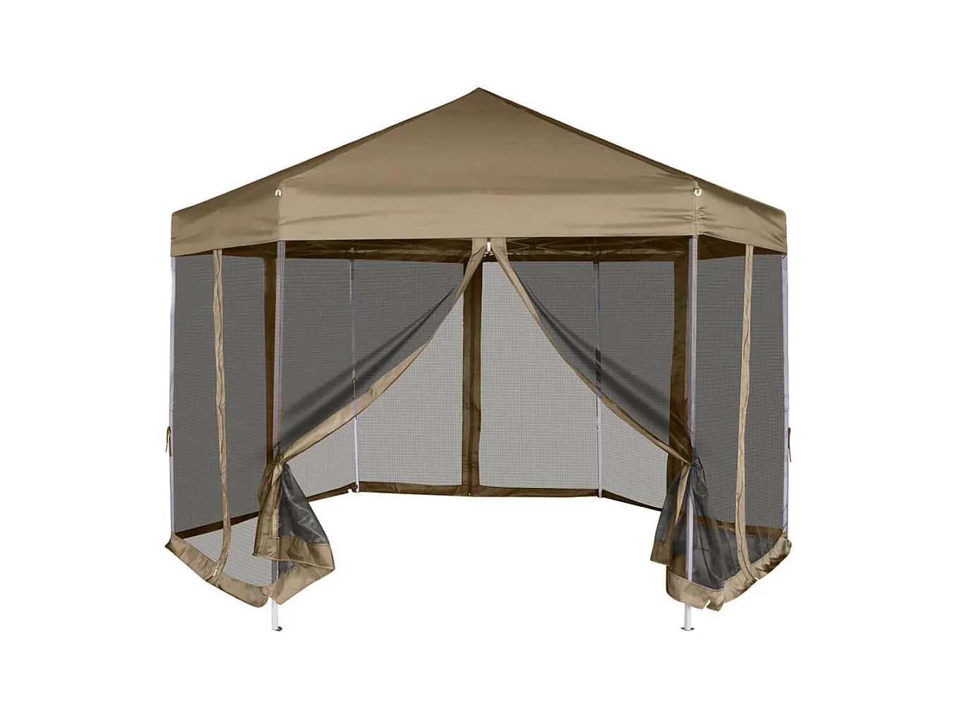 Chapiteau hexagonal et parois latérales 3,6x3,1 m taupe 220g/m²