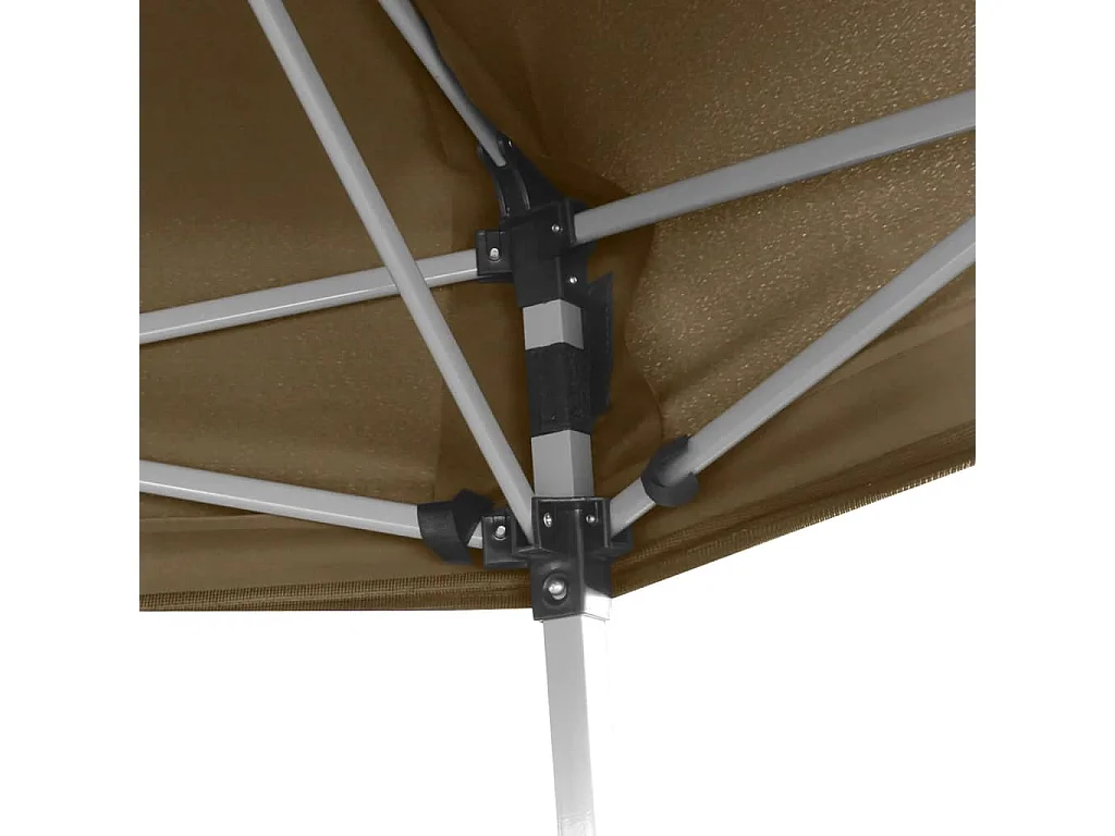 Carpa desmontable hexagonal paredes gris taupe 3,6x3,1m 220g/m²