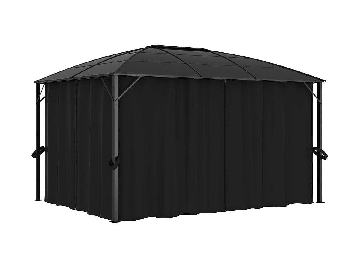 Tonnelle avec rideaux 400x300x265 cm Anthracite