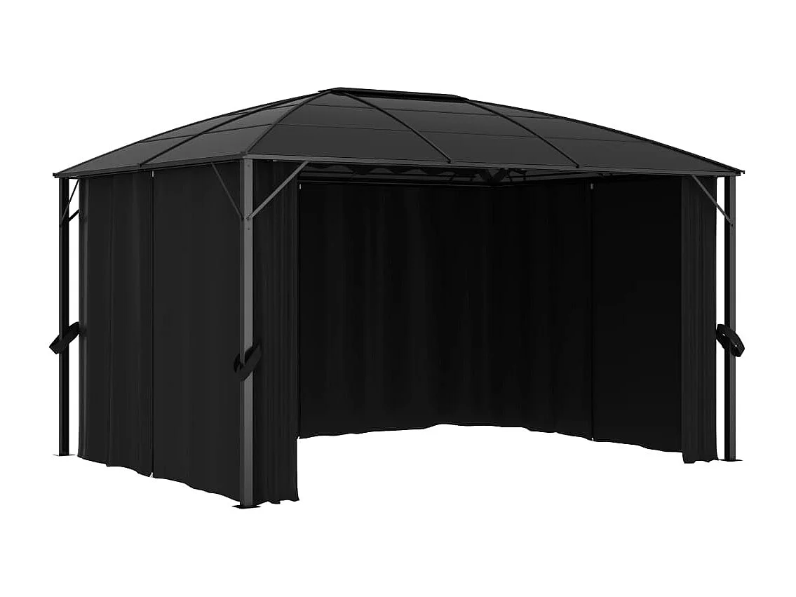 Tonnelle avec rideaux 400x300x265 cm Anthracite