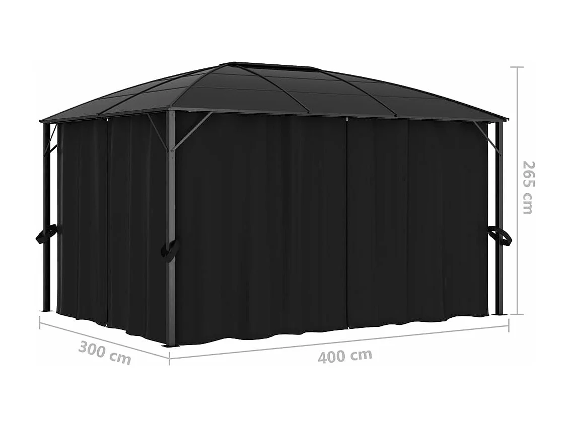Tonnelle avec rideaux 400x300x265 cm Anthracite
