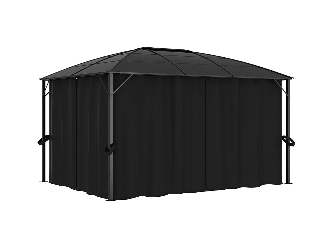 Pavillon mit Vorhängen 400 x 300 x 265 cm Anthrazit