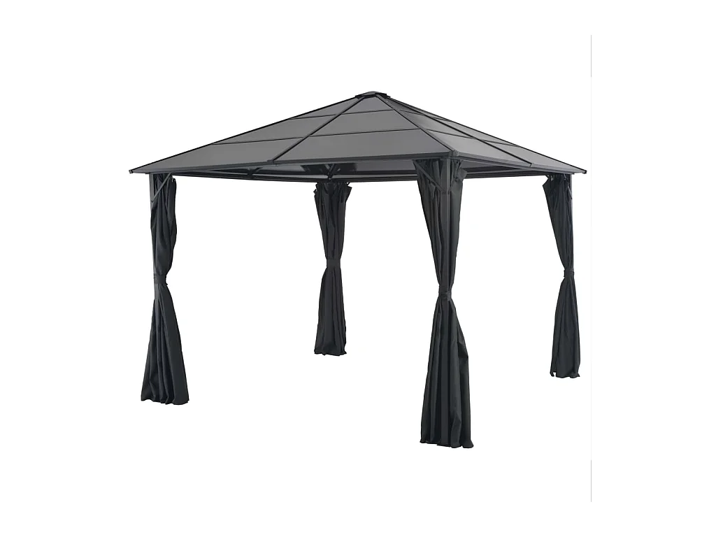Tonnelle avec rideau Aluminium 3x3 m Noir