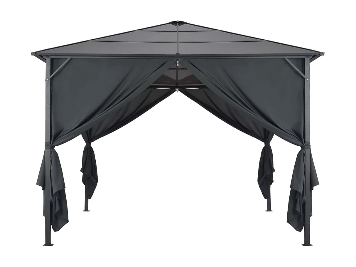 Tonnelle avec rideau Aluminium 3x3 m Noir