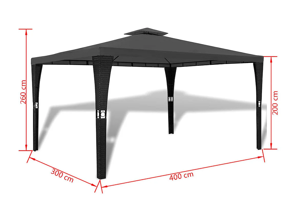 Tonnelle avec toit 3x4 m Gris foncé