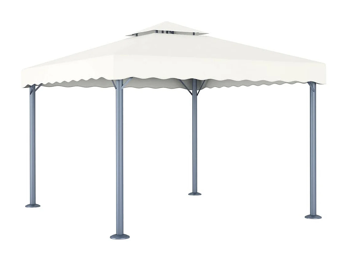 Cenador con tira de luces LED aluminio crema 300x300 cm