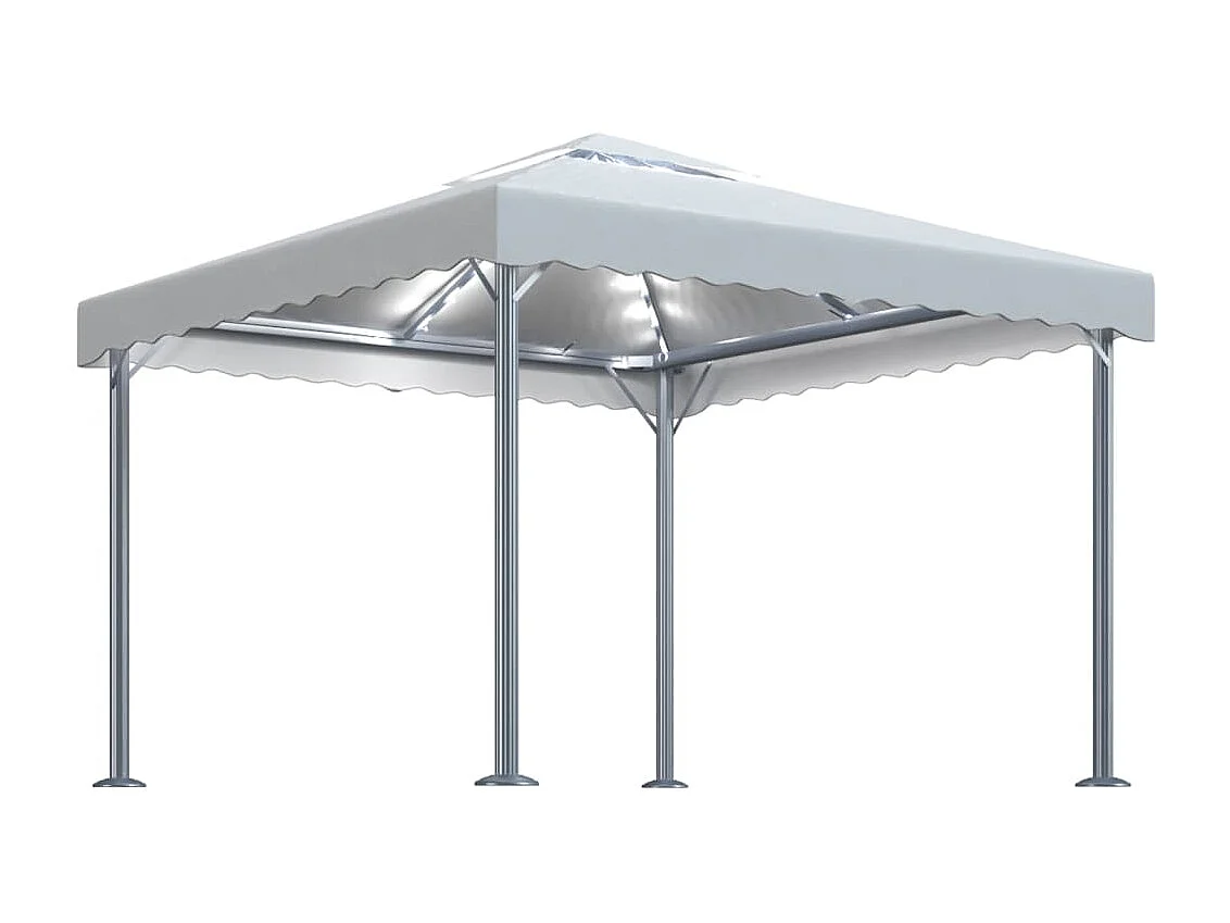 Cenador con tira de luces LED aluminio crema 300x300 cm