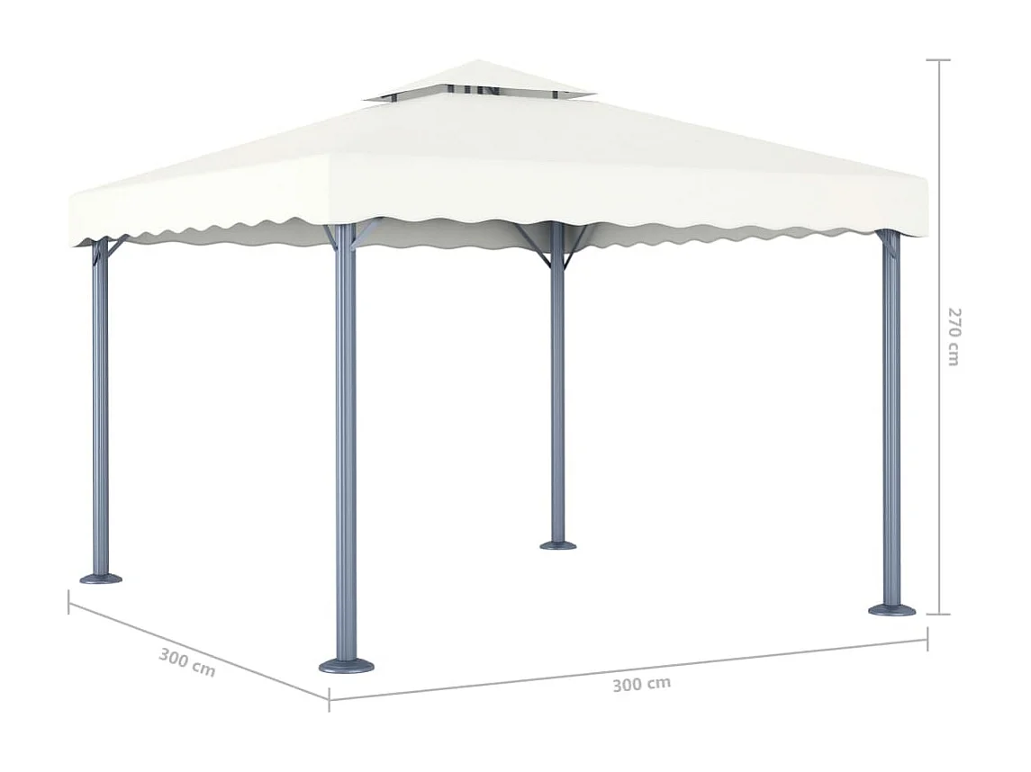 Tonnelle avec guirlande lumineuse LED 300x300cm Crème Aluminium