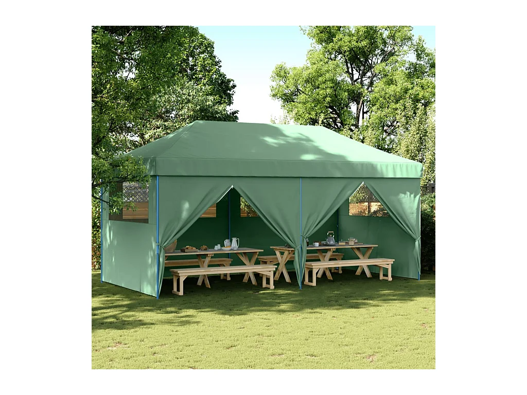 Tente de réception pliable escamotable 4 parois latérales vert