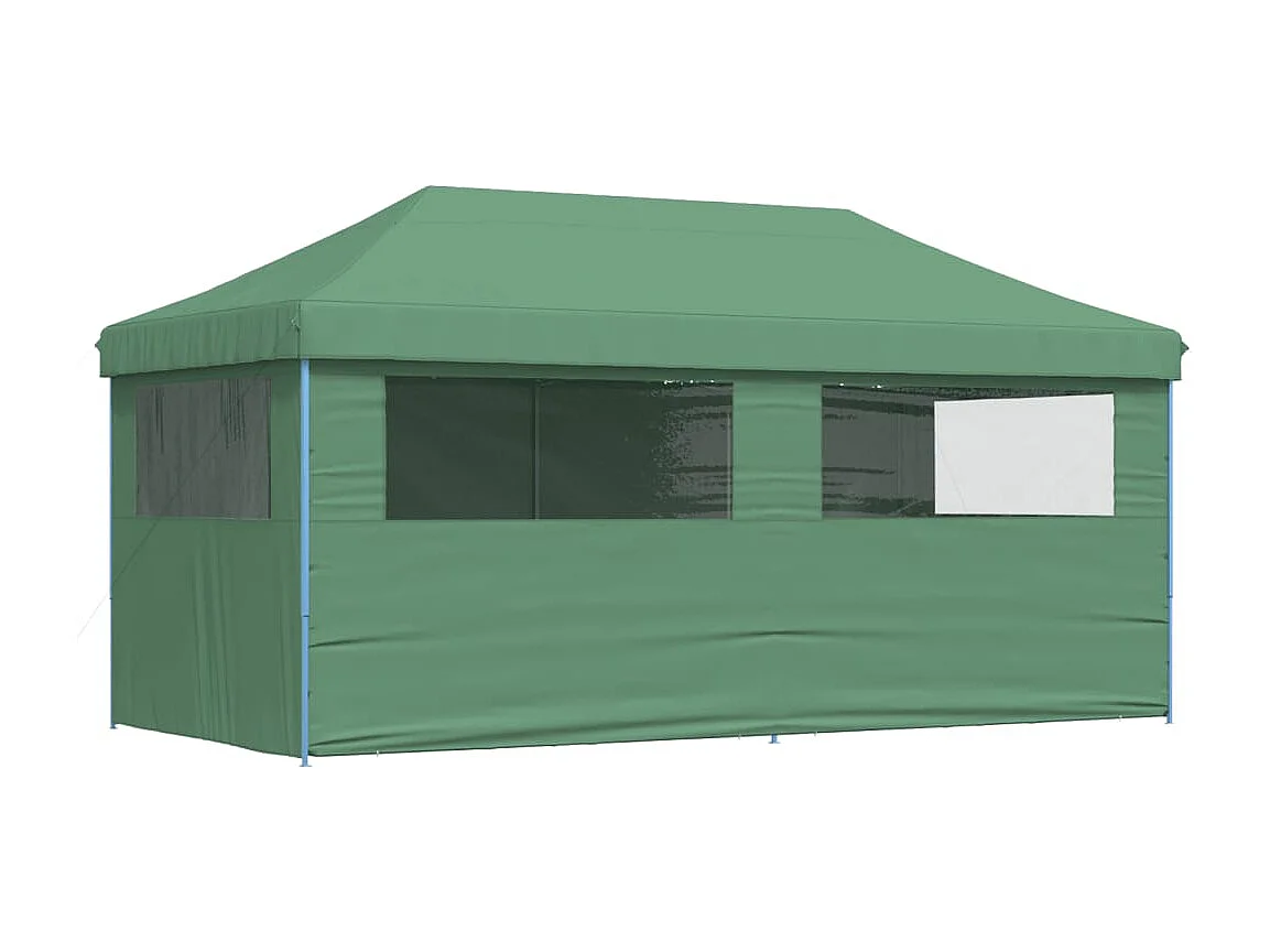 Tente de réception pliable escamotable 4 parois latérales vert