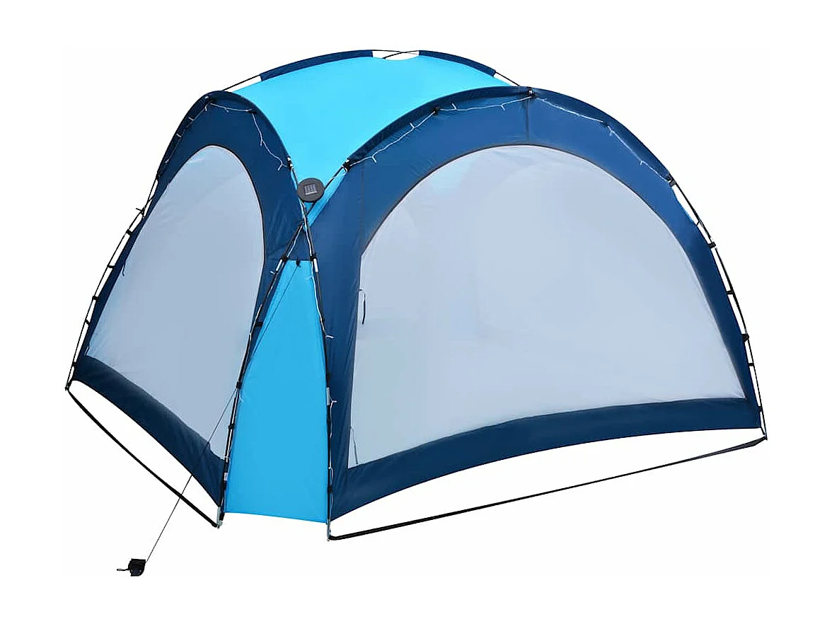 Tente de réception avec LED et 4 parois 3,6x3,6x2,3 m Bleu