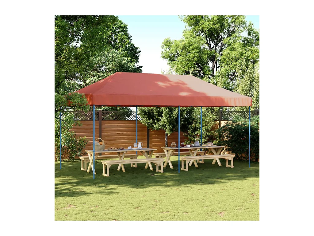 Tente réception pliable escamotable terre cuite 580x292x315 cm