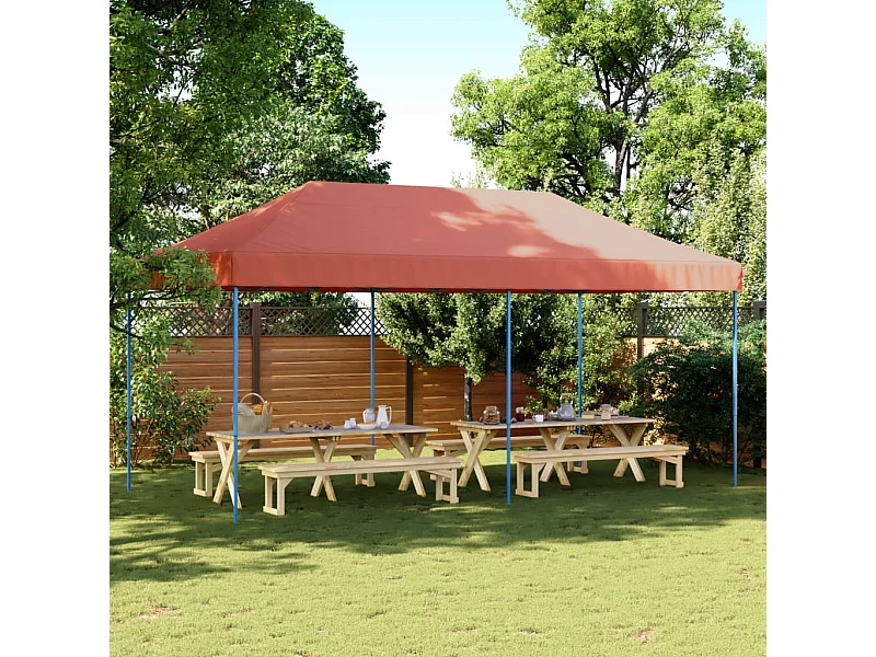 Tente réception pliable escamotable terre cuite 580x292x315 cm