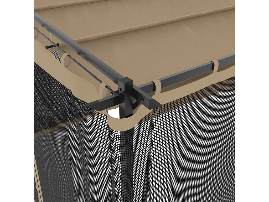 Tonnelle avec parois en filet taupe 4x3 m acier