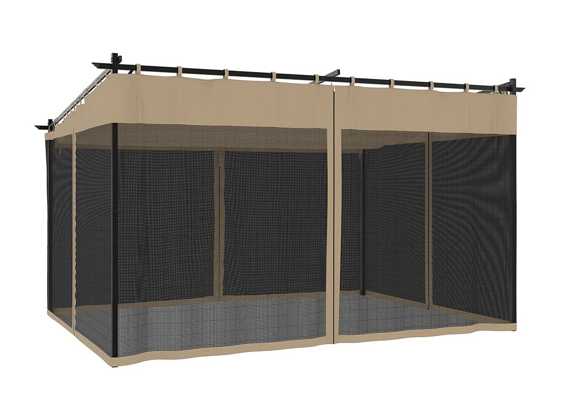 Tonnelle avec parois en filet taupe 4x3 m acier