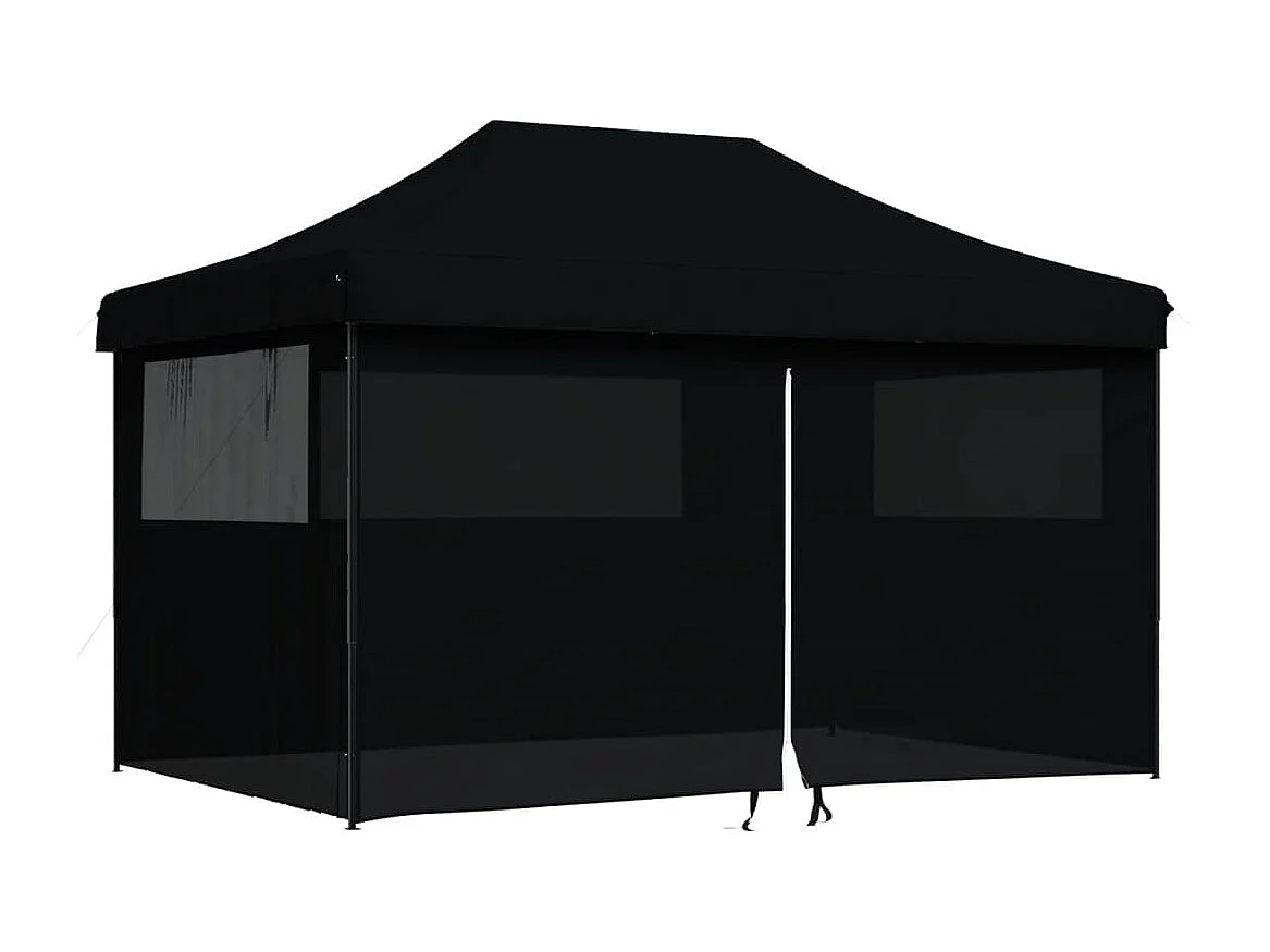 Tente de réception pliable escamotable 4 parois latérales noir