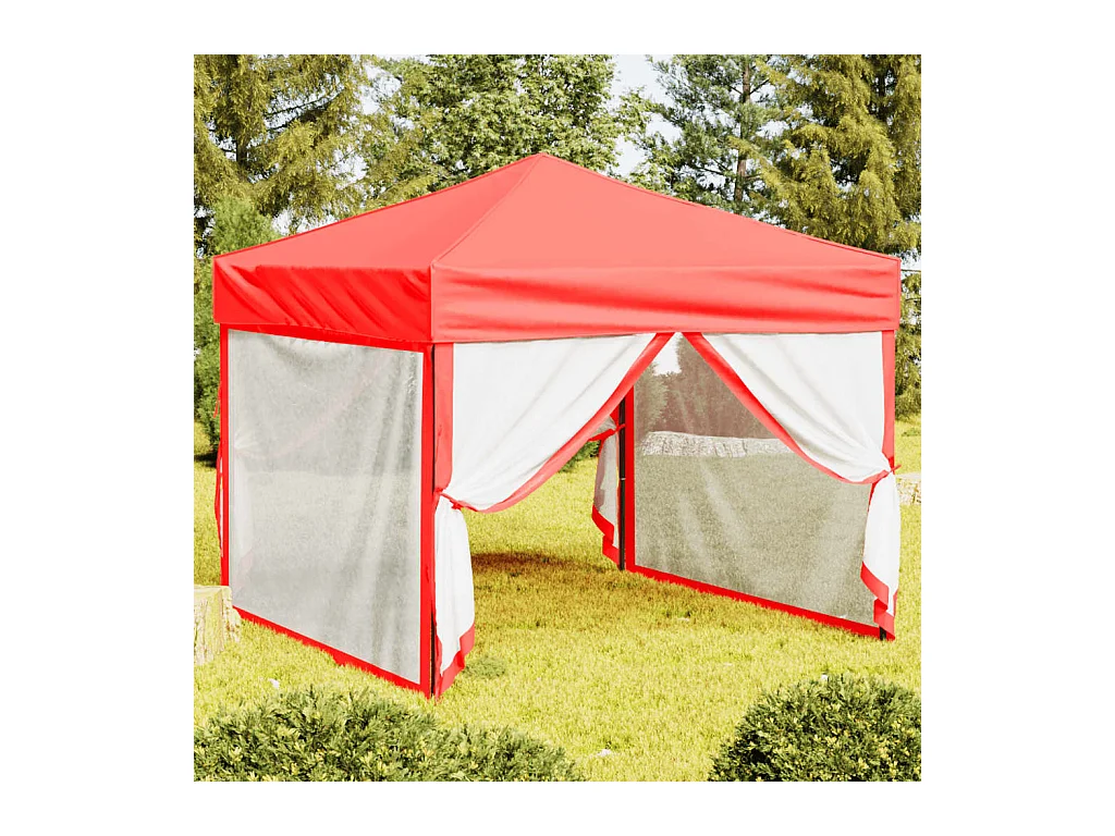Tenda per Feste Pieghevole con Pareti Laterali Rosso 3x3 m