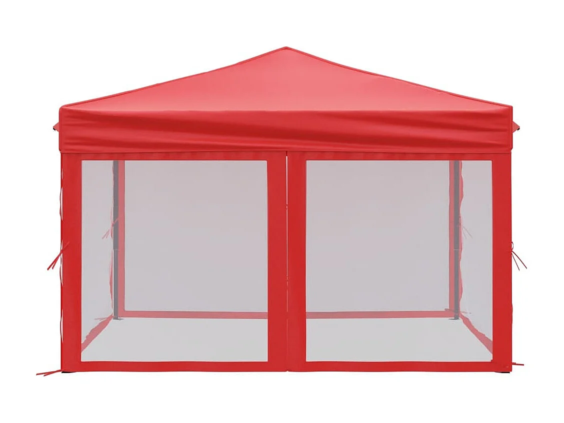 Tente de réception pliable avec parois Rouge 3x3 m