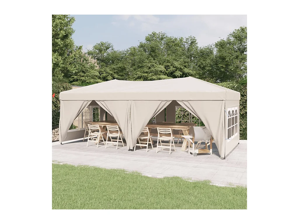 Tente de réception pliable avec parois Crème 3x6 m