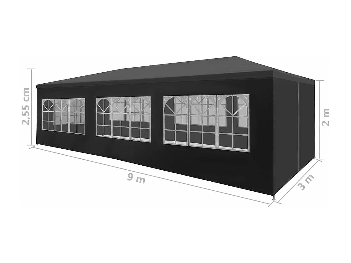 Carpa para fiestas gris antracita 3x9 m