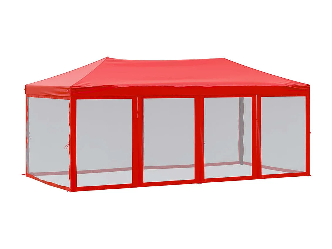 Tente de réception pliable avec parois Rouge 3x6 m