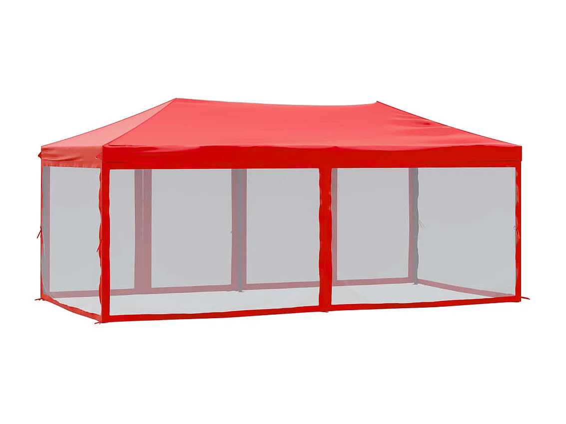 Tente de réception pliable avec parois Rouge 3x6 m