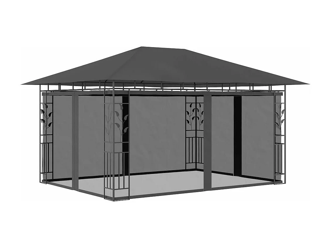 Tonnelle avec moustiquaire et lumières LED 4x3x2,73m Anthracite