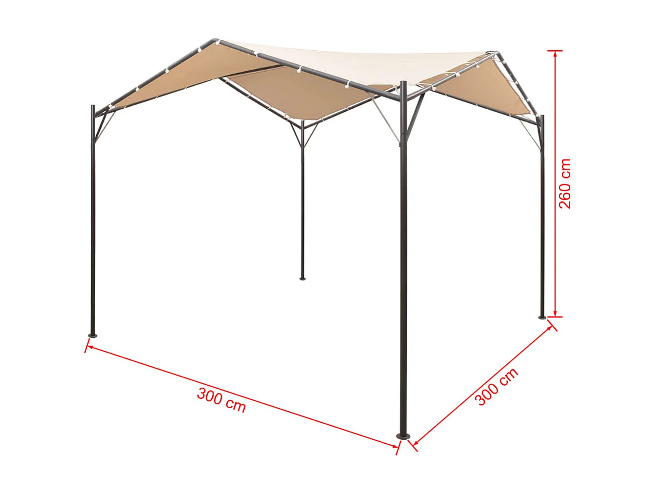 Chapiteau tente 3 x 3 m Acier Beige