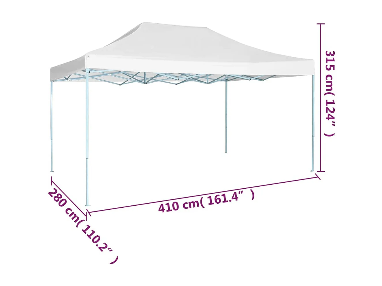 Gazebo Professionale Pieghevole 3x4m Acciaio Bianco