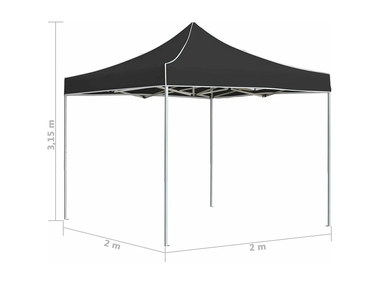 Profi-Partyzelt Faltbar Aluminium 2x2 m Anthrazit