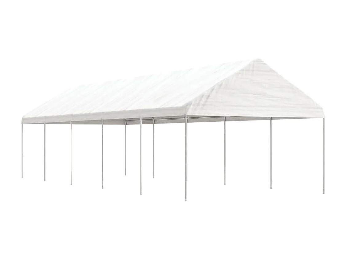 Gazebo con Tetto Bianco 11,15x4,08x3,22 m in Polietilene
