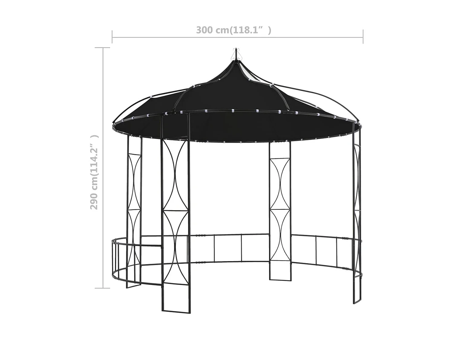 Gazebo 300x290 cm Antracite Rotondo
