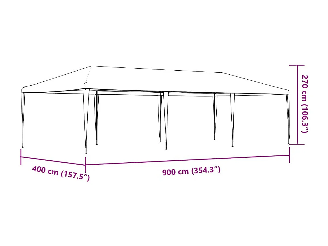 Tente de réception professionnelle 4x9 m Vert 90 g/m²