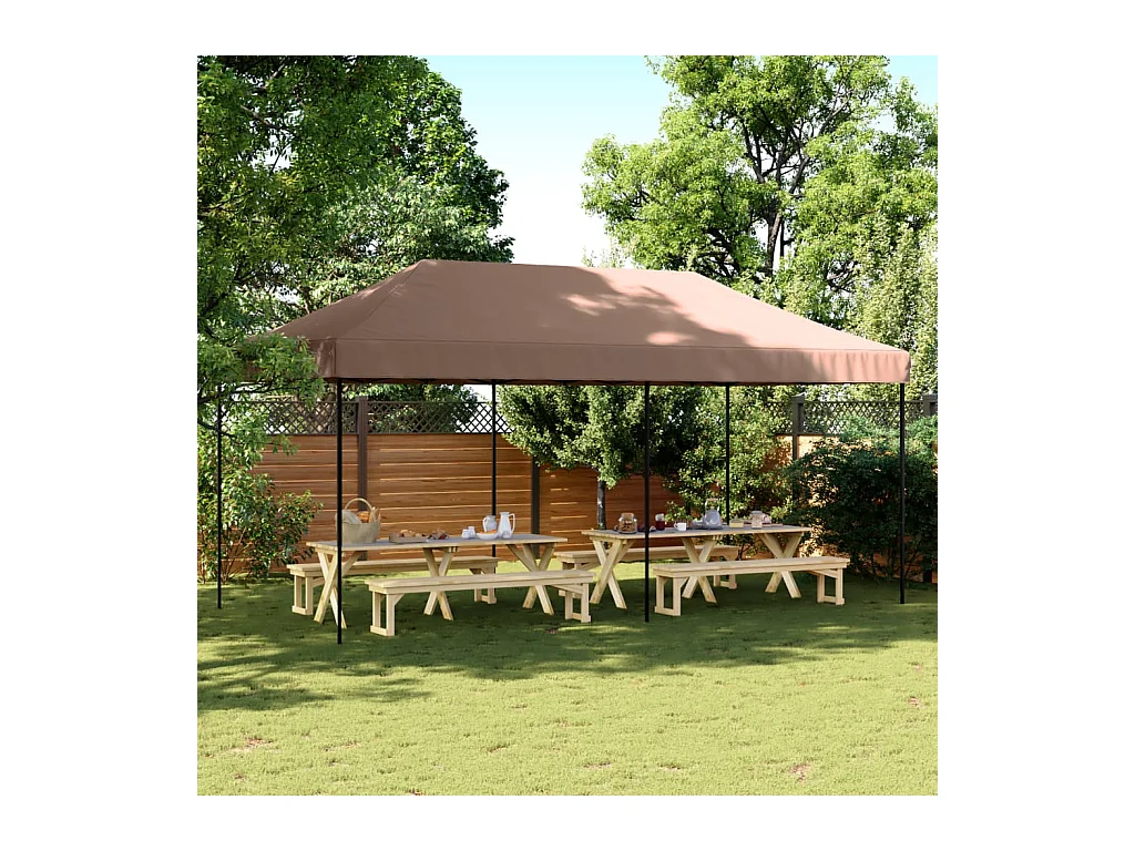 Partytent inklapbaar pop-up 580x292x315 cm bruin