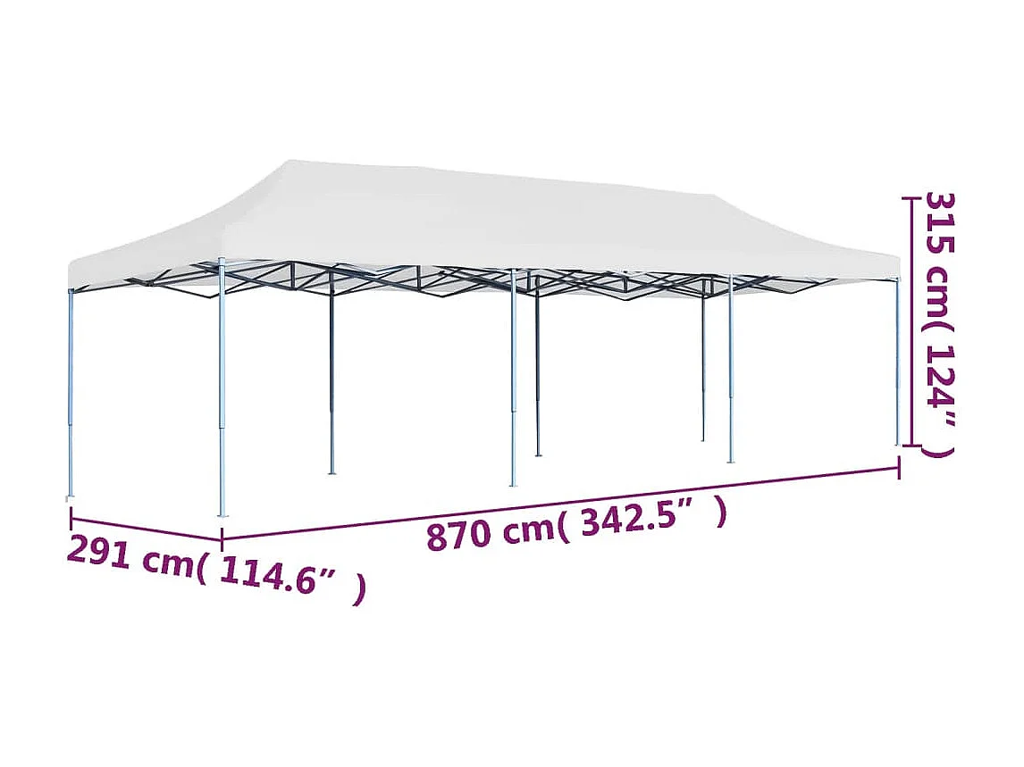 Partytent pop-up 3x9 m wit