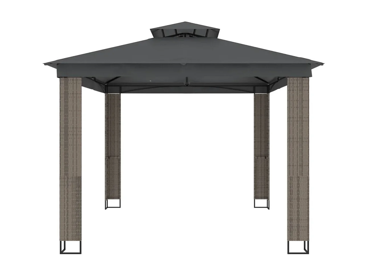 Tonnelle à double toit anthracite 3,94x2,96 m acier