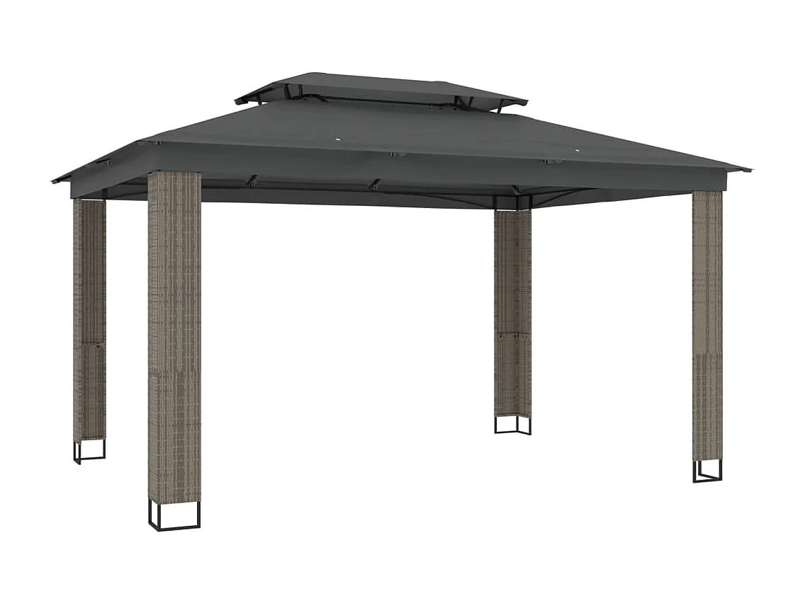 Tonnelle à double toit anthracite 3,94x2,96 m acier