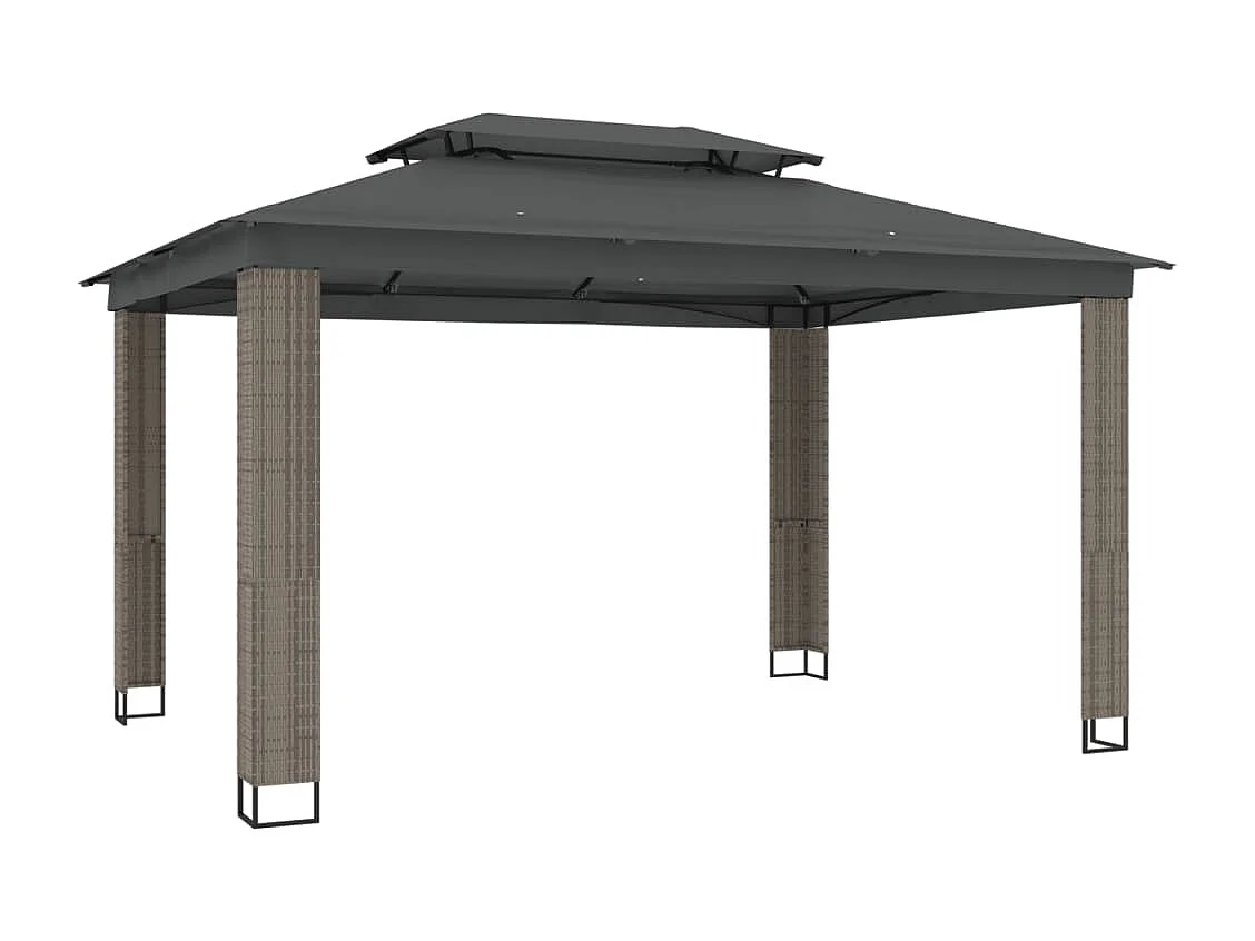 Tonnelle à double toit anthracite 3,94x2,96 m acier
