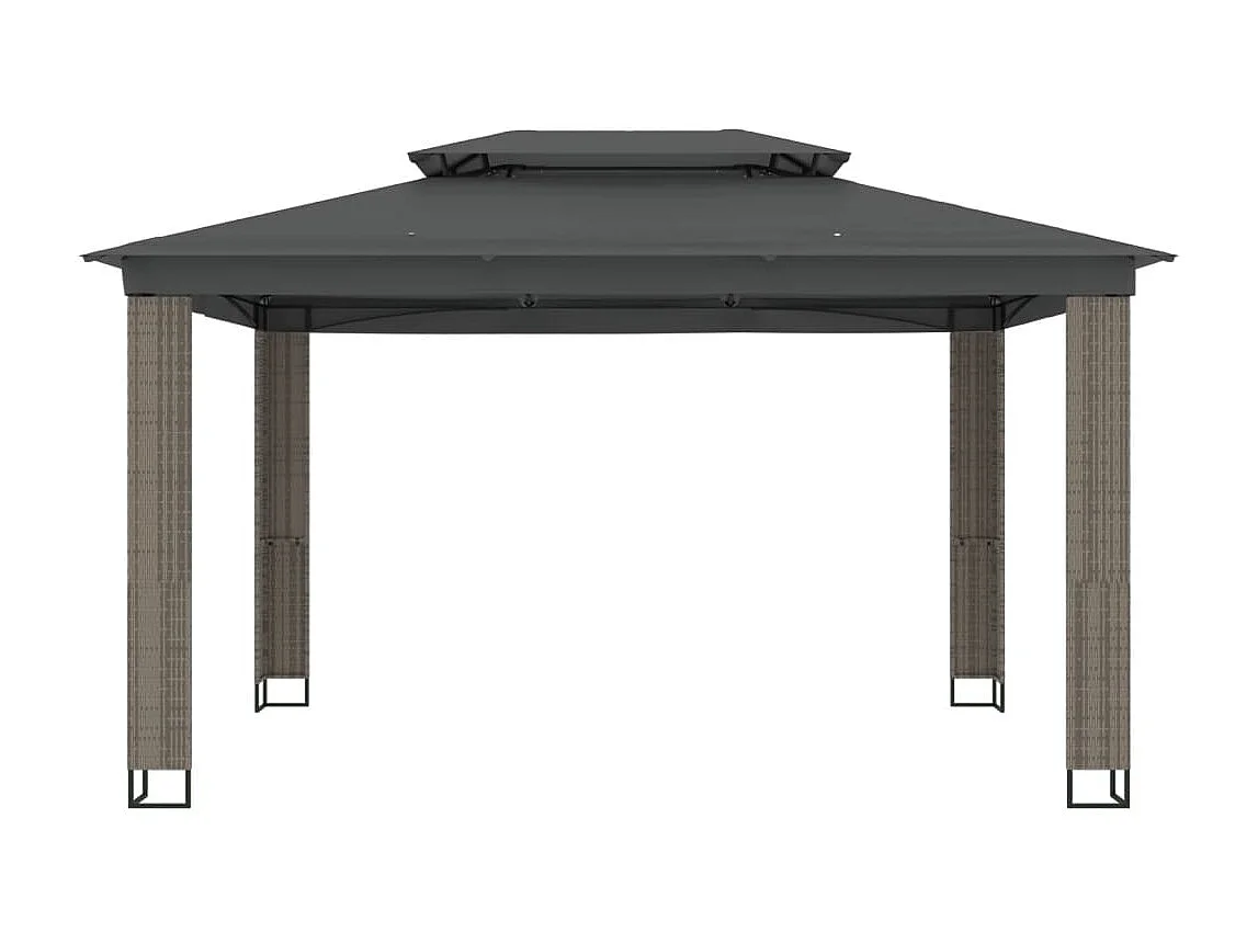 Tonnelle à double toit anthracite 3,94x2,96 m acier