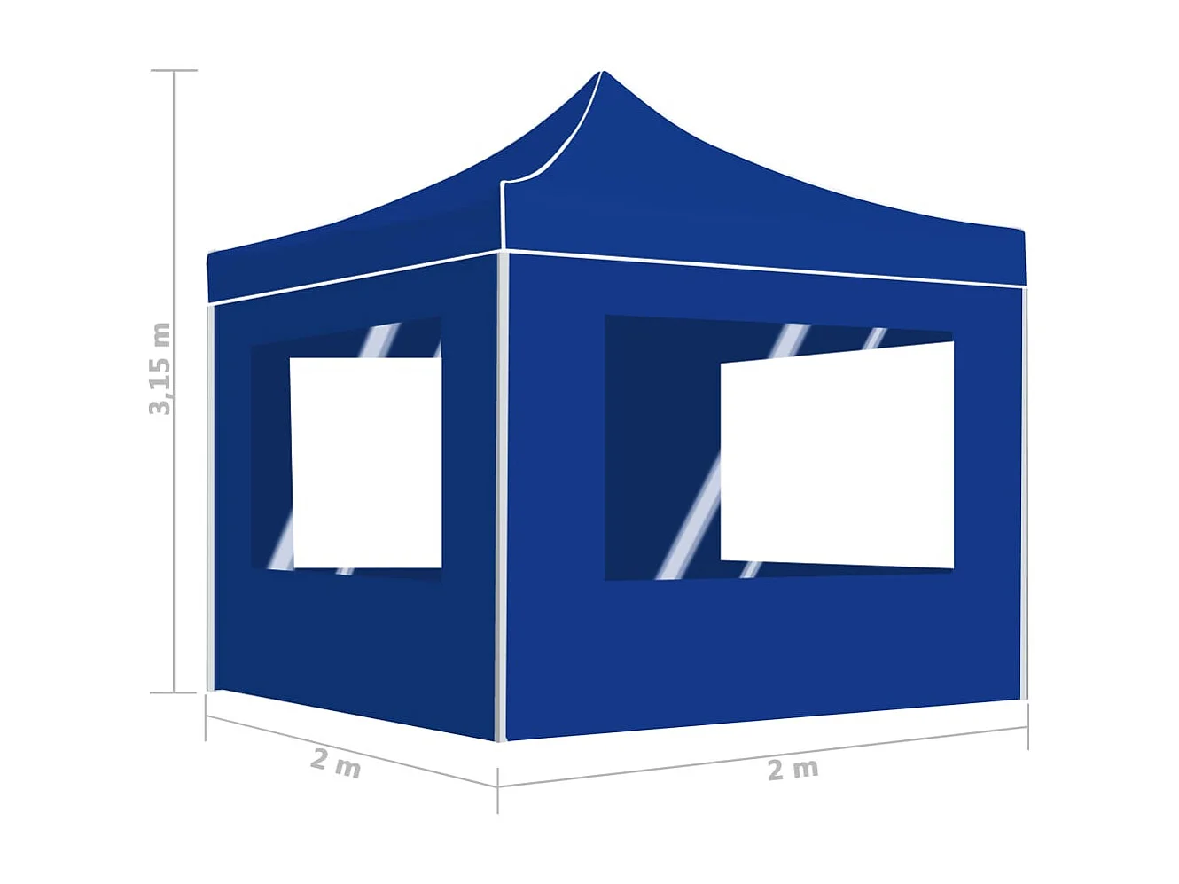 Tente de réception pliable avec parois Aluminium 2x2 m Bleu